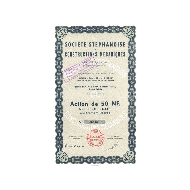 Sté Stéphanoise de Constructions Mécaniques (Act 50 NF)