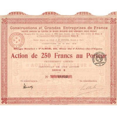 Constructions et Grandes Entreprises de France (Act 250 F)