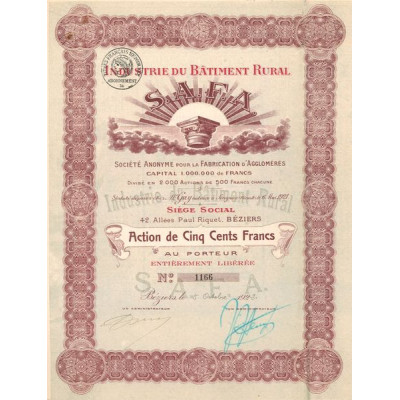Industrie du Bâtiment Rural S.A.F.A. - S.A. pour la Fabrication d'Agglomérés (Act 500 F)