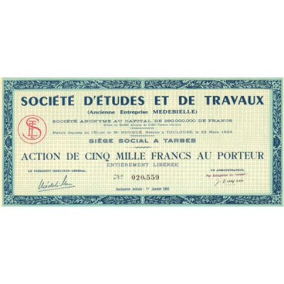 Sté d'Etudes et de Travaux (Ancienne Entreprise Medebielle) (Act 5000 F)