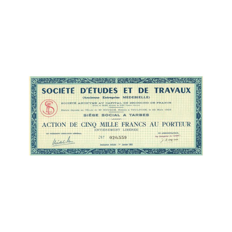 Sté d'Etudes et de Travaux (Ancienne Entreprise Medebielle) (Act 5000 F)