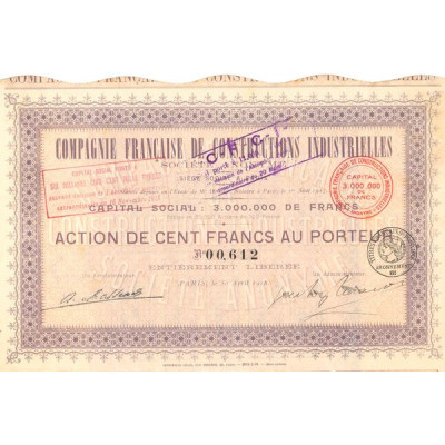 Cie Française de Constructions Industrielles (Act 100 F)