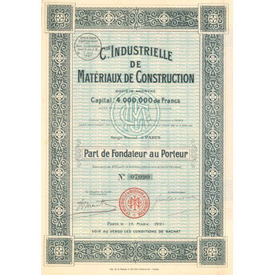 Cie Industrielle de Matériaux de Construction (PF)