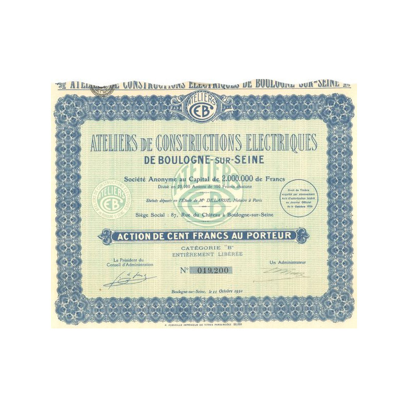 Ateliers de Constructions Electriques de Boulogne-sur-Seine (Act 100 F)