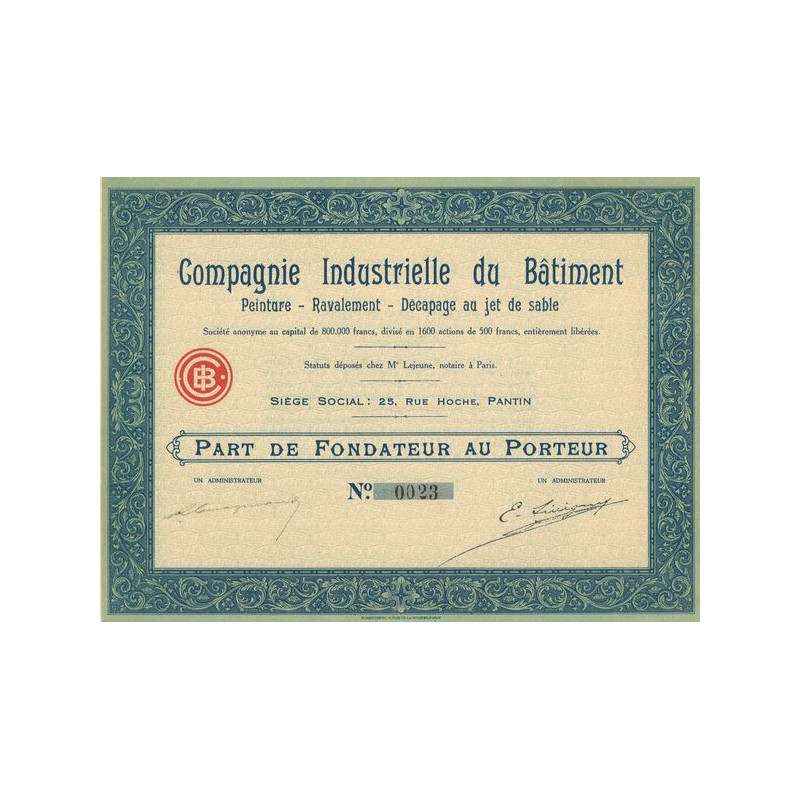 Cie Industrielle du Bâtiment - Peinture - Ravalement - Décapage au Jet de Sable (PF)