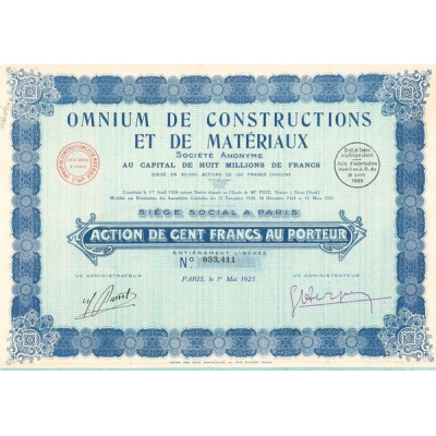 Omnium de Constructions et de Matériaux (Act 100 F)
