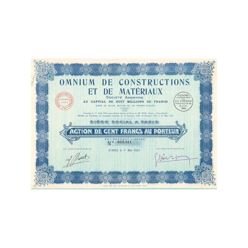 Omnium de Constructions et de Matériaux (Act 100 F)