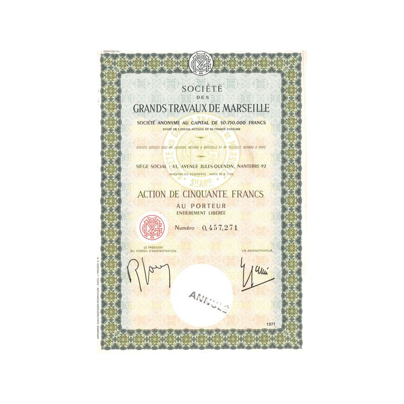 Sté des Grands Travaux de Marseille (Act 50 F)