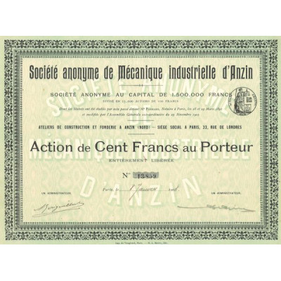 S.A. de Mécanique Industrielle d'Anzin (Act 100 F)
