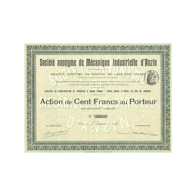 S.A. de Mécanique Industrielle d'Anzin (Act 100 F)