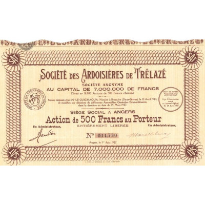 Sté des Ardoisières de Trélazé (Act 500 F)