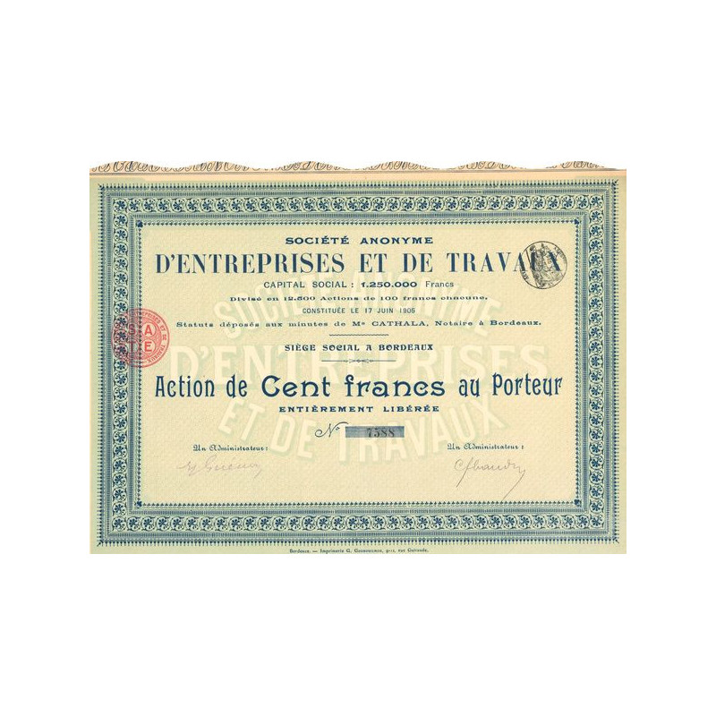 S.A. d'Entreprises et de Travaux (Act 100 F)
