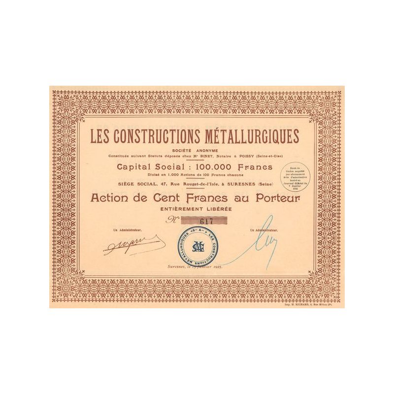 Les Constructions Métallurgiques (Act 100 F)