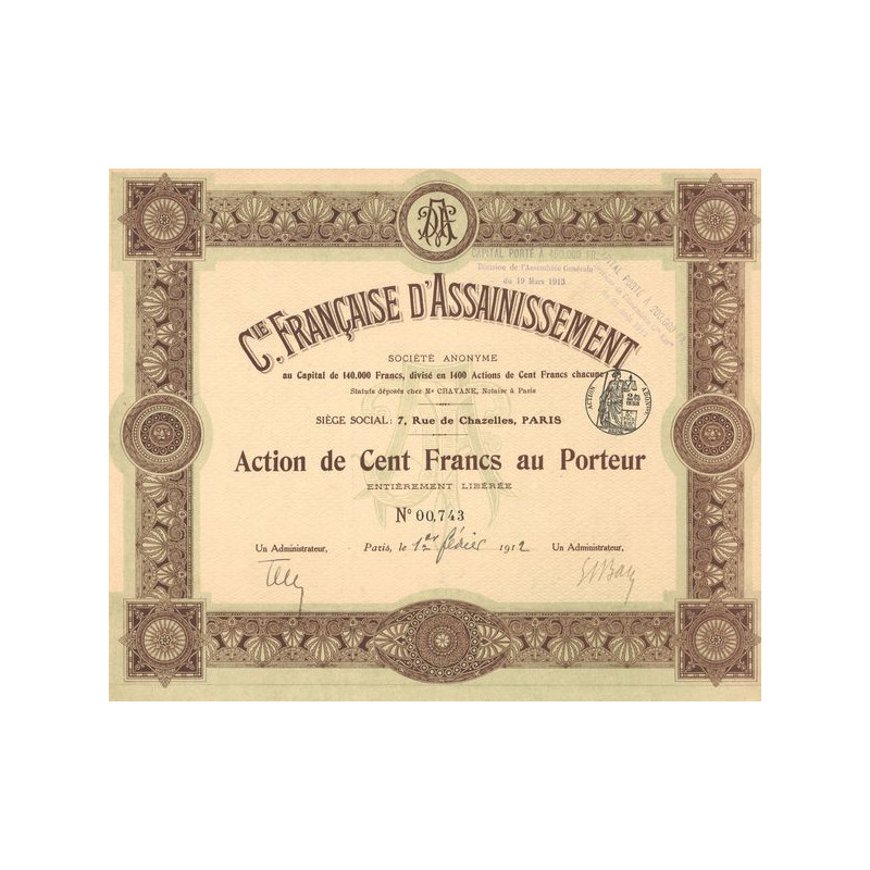 Cie Française d'Assainissement (Act 100 F)