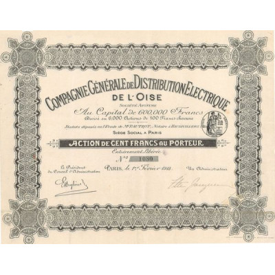 Cie Gale de Distribution Electrique de l'Oise (Act 100 F)