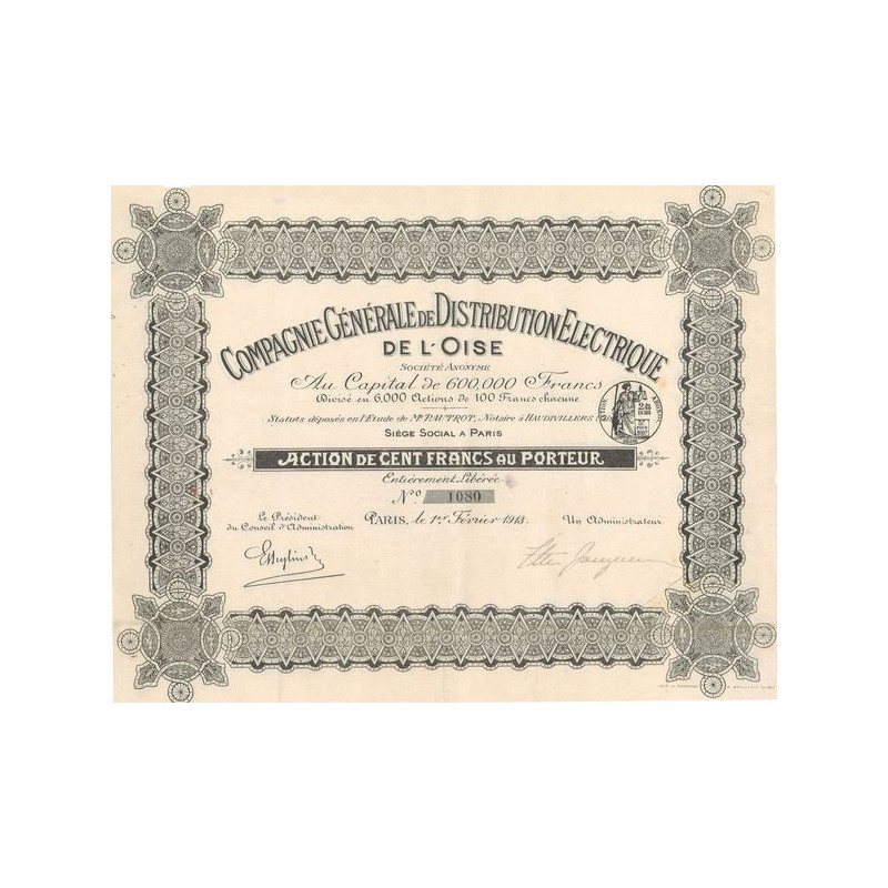 Cie Gale de Distribution Electrique de l'Oise (Act 100 F)
