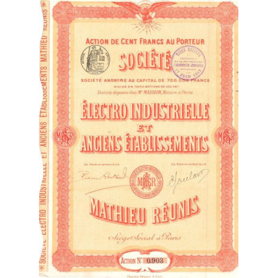 Electro Industrielle et Anciens Ets Mathieu Réunis (Act 100 F)