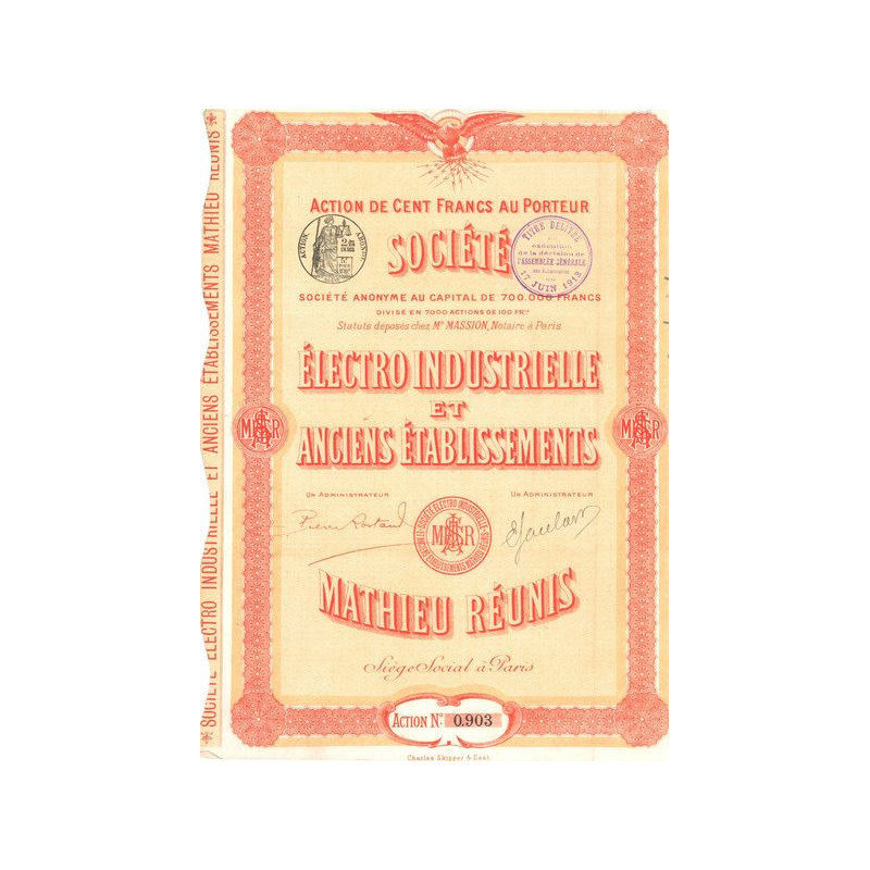 Electro Industrielle et Anciens Ets Mathieu Réunis (Act 100 F)