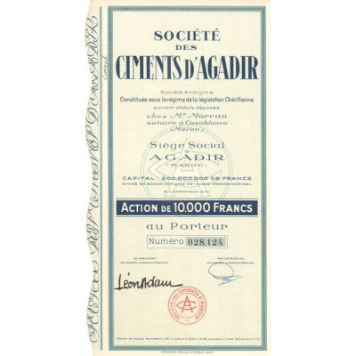 Sté des Ciments d'Agadir (Act 10000 F)