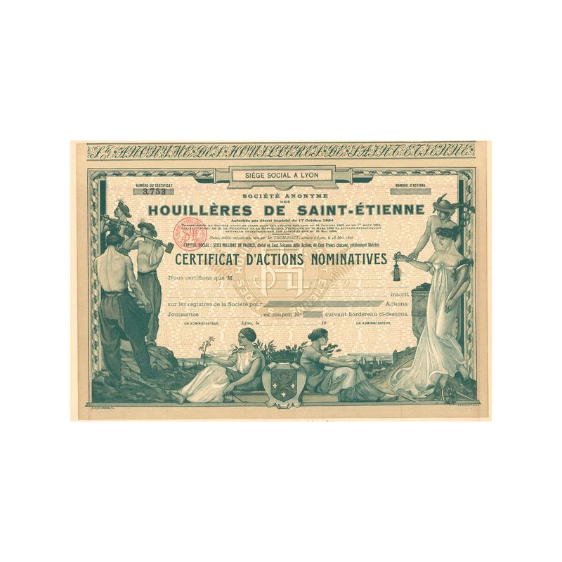 S.A. des Houillères de Saint-Etienne (Blanquette)(Certif d'Act Nomin)