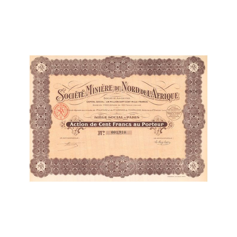 Sté Minière du Nord de l'Afrique (Act 100 F)