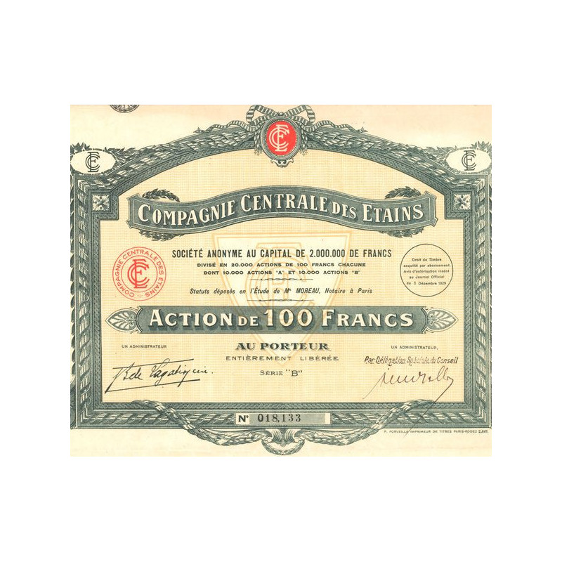 Cie Centrale des Etains (Act 100 F)