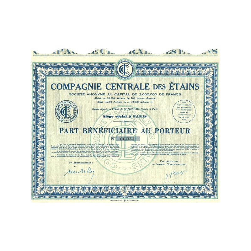 Cie Centrale des Etains (PB)