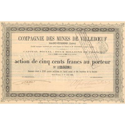 Cie des Mines de Villeboeuf (Act 500 F)