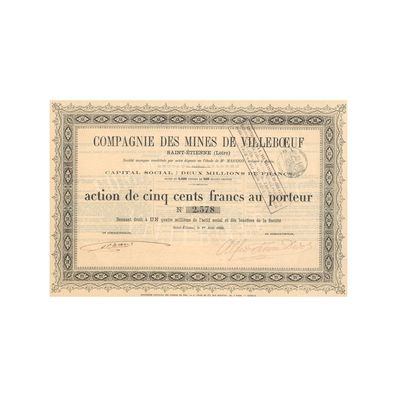 Cie des Mines de Villeboeuf (Act 500 F)