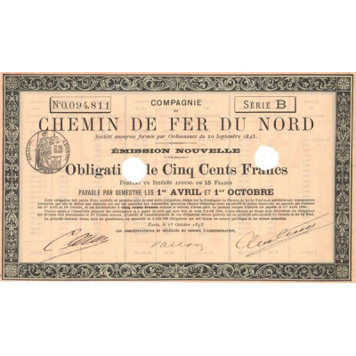 Cie du Chemin de Fer du Nord - Serie B (Obl 500 F)
