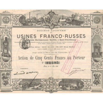 S.A. des Usines Franco-Russes Anc (Anc Ets BAIRD à Saint-Pétersbourg) (Act 500 F)