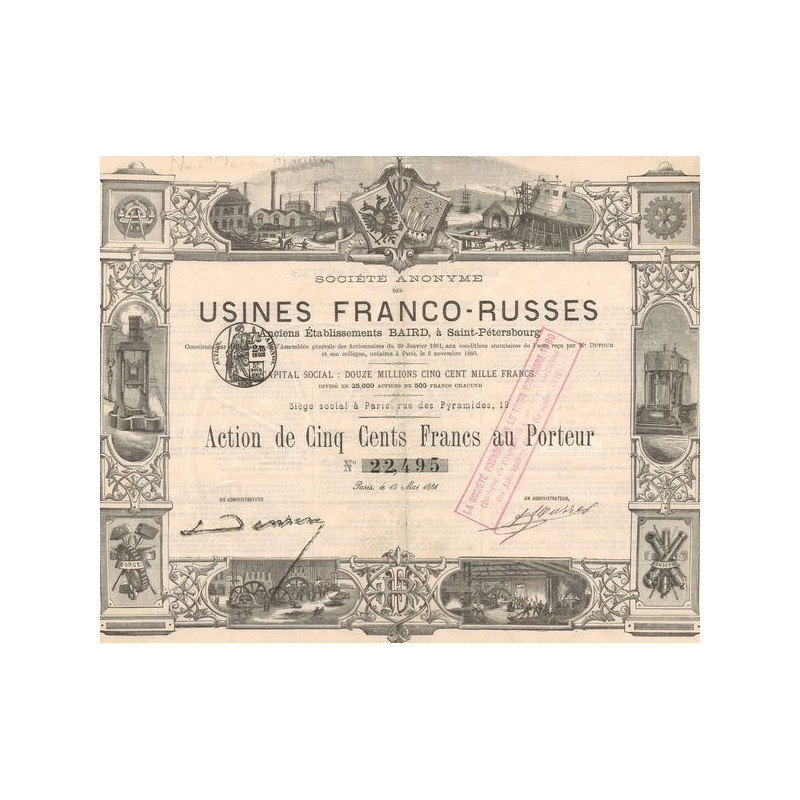 S.A. des Usines Franco-Russes Anc (Anc Ets BAIRD à Saint-Pétersbourg) (Act 500 F)