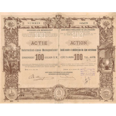 Sté Minière et Métallurgique des Alpes Autrichiennes (Act 100 Florins)
