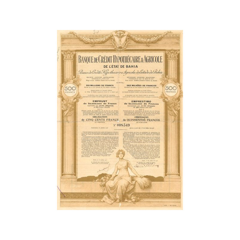Banque de Crédit Hypothécaire & Agricole de l'Etat de Bahia (Obl 500 F)