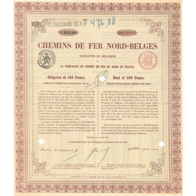 Cie du Chemin de Fer Nord-Belges (Obl 500 F)