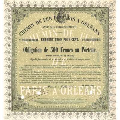 Chemins de Fer de Paris à Orléans avec ses Prolongements - Emprunt 3 % 1903 (Obl 500 F)