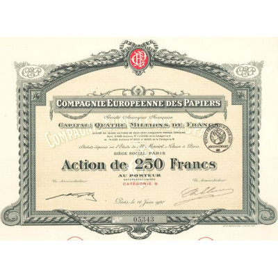 Cie Européenne des Papiers (Act 250 F)