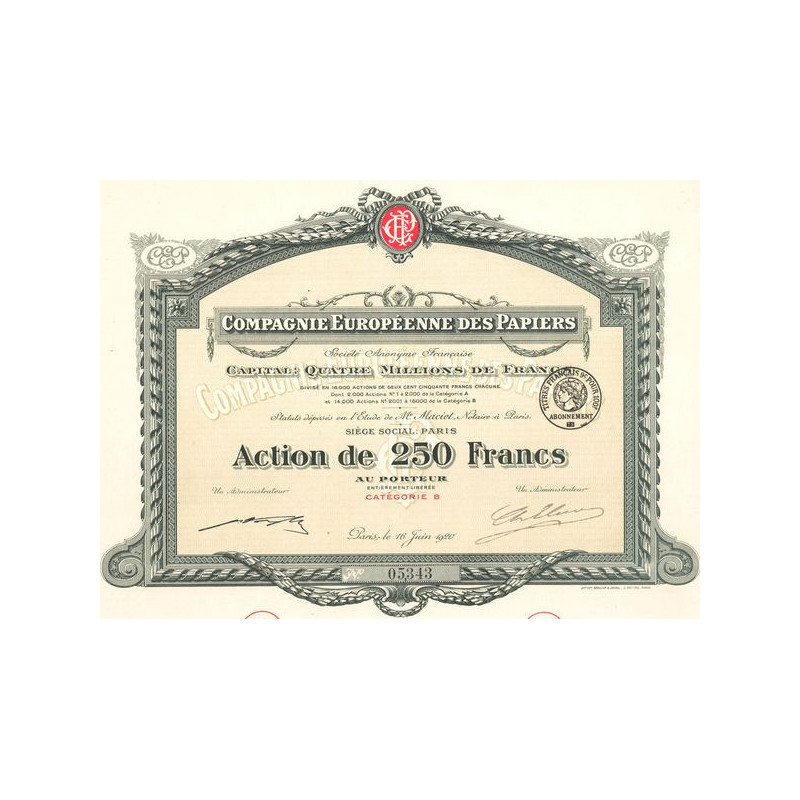 Cie Européenne des Papiers (Act 250 F)