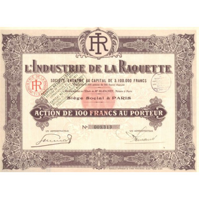 L'Industrie de la Raquette (Act 100 F)