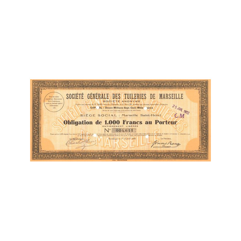 Sté Gale des Tuileries de Marseille (Act 1000 F)