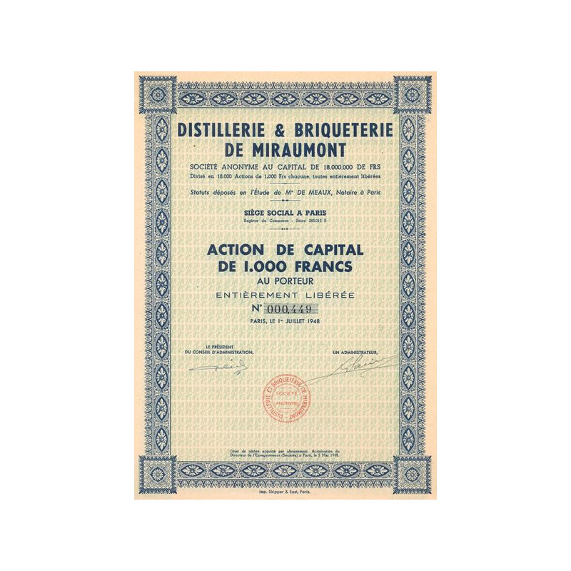 Distillerie & Briqueterie de Miraumont (Act 1000 F)