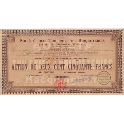 Sté des Tuileries et Briqueteries de Racquinghem (P.-de-C.) (Act 250 F)