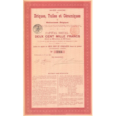 S.A. des Briques. Tuiles et Céramiques de Welkenraedt (Belgique) (Act 250 F)