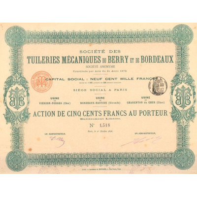 Sté des Tuileries Mécaniques du Berry et de Bordeaux (Act 500 F)