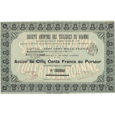 S.A. des Tuileries de Roanne - Anc Ets Vve Marcel-Cancalon & Cie (Act 500 F)