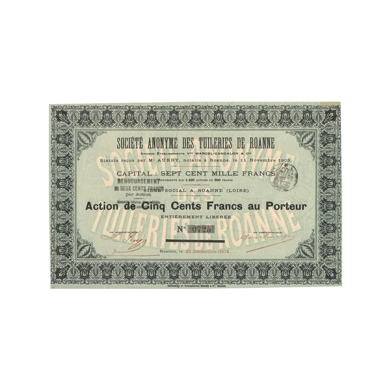 S.A. des Tuileries de Roanne - Anc Ets Vve Marcel-Cancalon & Cie (Act 500 F)