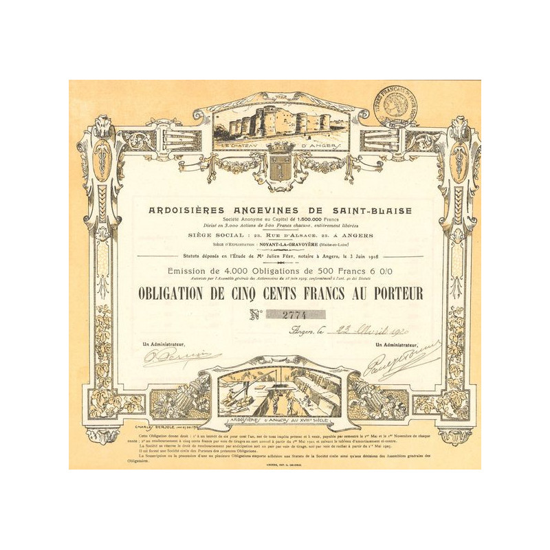 Ardoisières Angevines de Saint-Blaise (Obl 500 F)