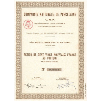 Compagnie Nationale de Porcelaine C.N.P. (Act 120 NF)