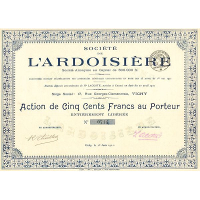Sté de l'Ardoisière (Act 500 F)