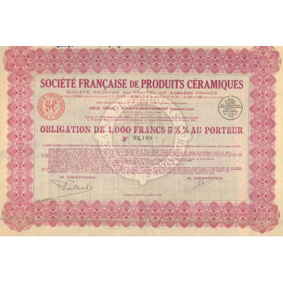 Sté Française de Produits Céramiques (Obl 1000 F 5½%)